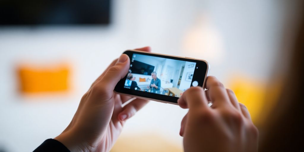 Person watching video on phone, earning gift cards.