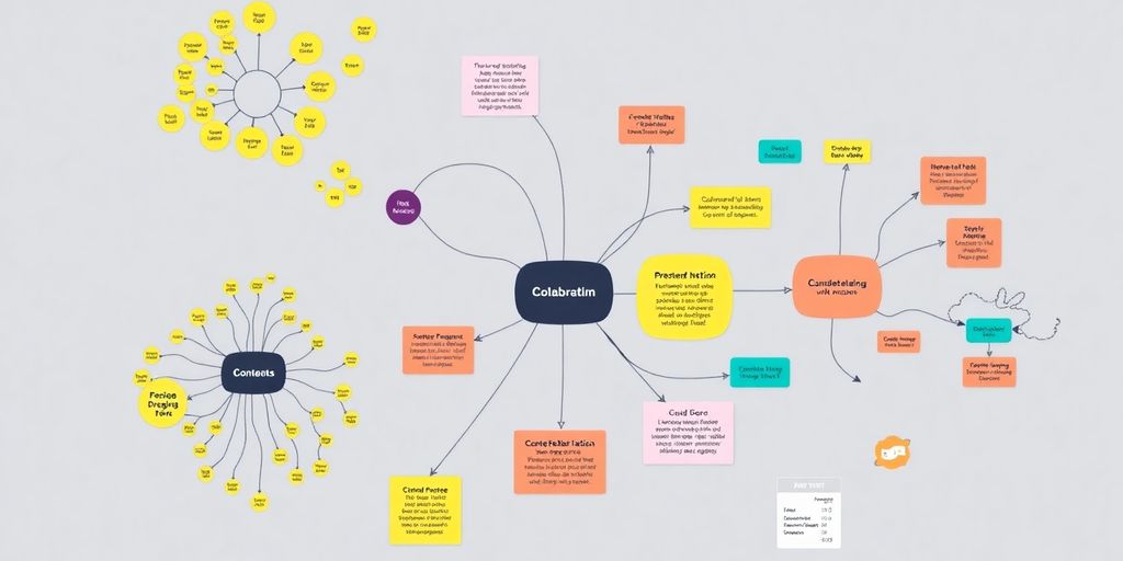 Colorful diagrams and concept maps for design collaboration.