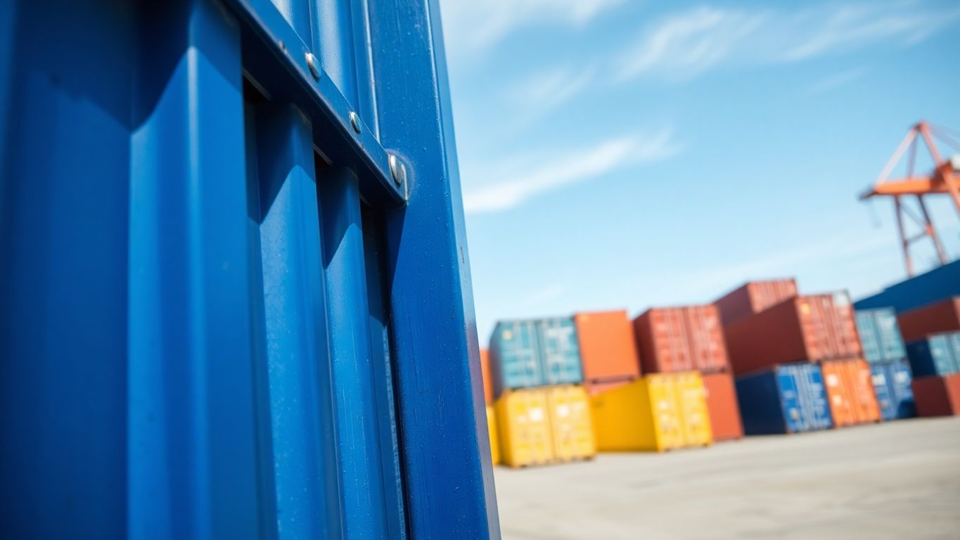 Shipping container sitting at a port