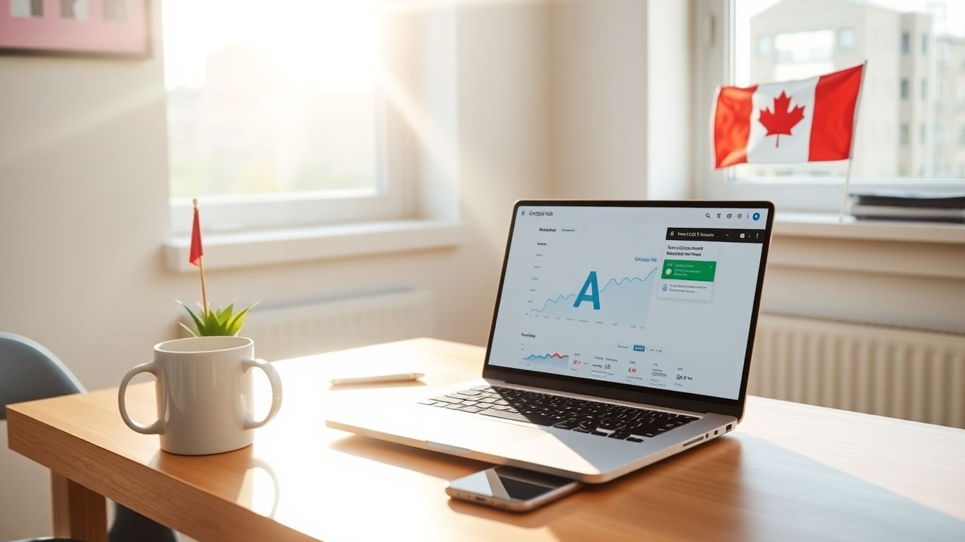 Emprendedor en oficina usando Google Ads en Canadá