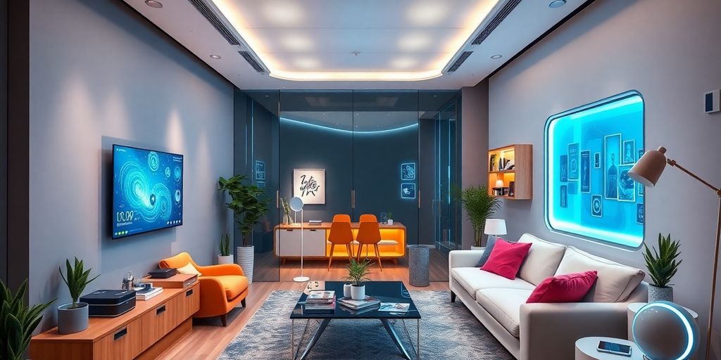 Modern smart home with advanced technology and gadgets.