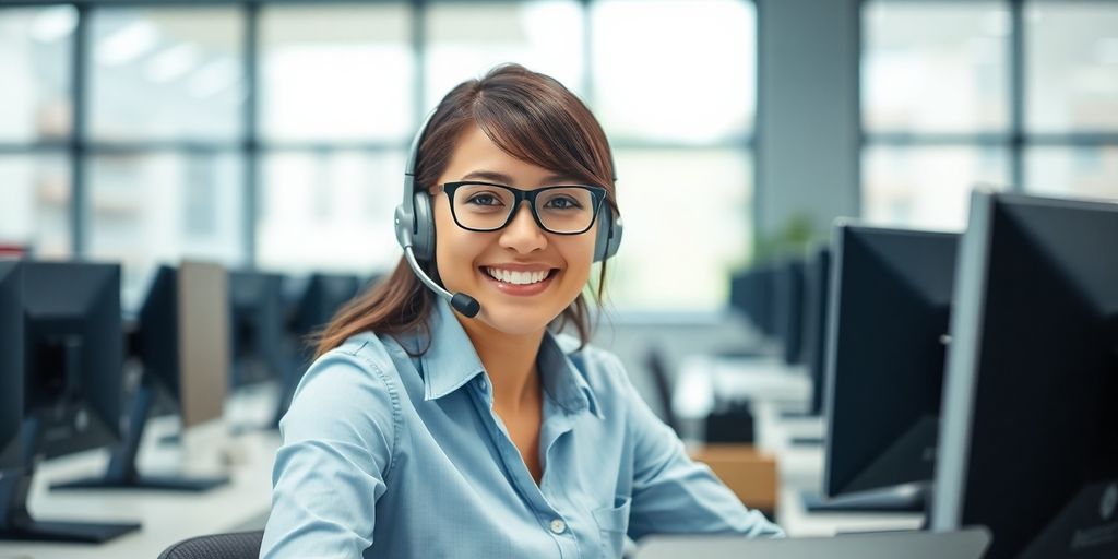 Agent working productively without looking stressed.