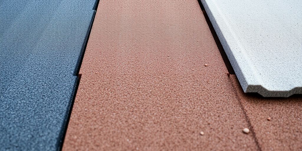 Drie soorten isolerende dakplaten op een rij