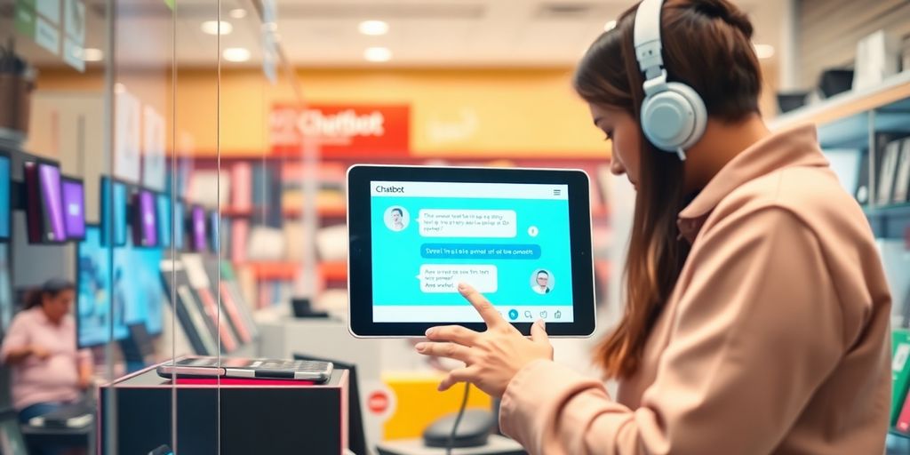 Kupac koristi chatbot u prodavnici elektronike.