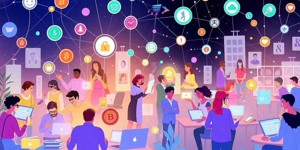 Illustrative image of digital communities using social tokens.