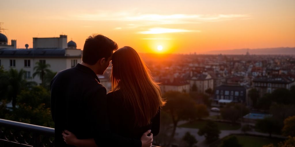 Couple enjoying a scenic view on a budget getaway.