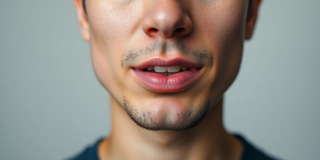 Person practicing pronunciation with focused facial expressions.