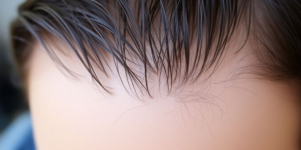 Person's head with healthy hair growth.