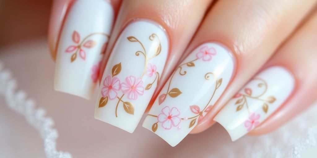 Unhas delicadas com design criativo e cores suaves.