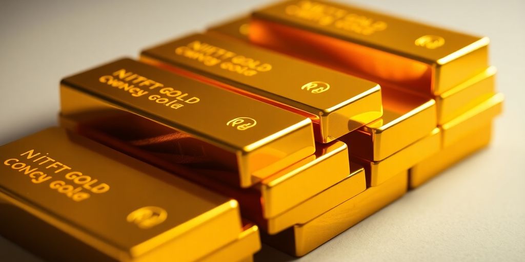 Barres d'or brillantes empilées sur un fond neutre.
