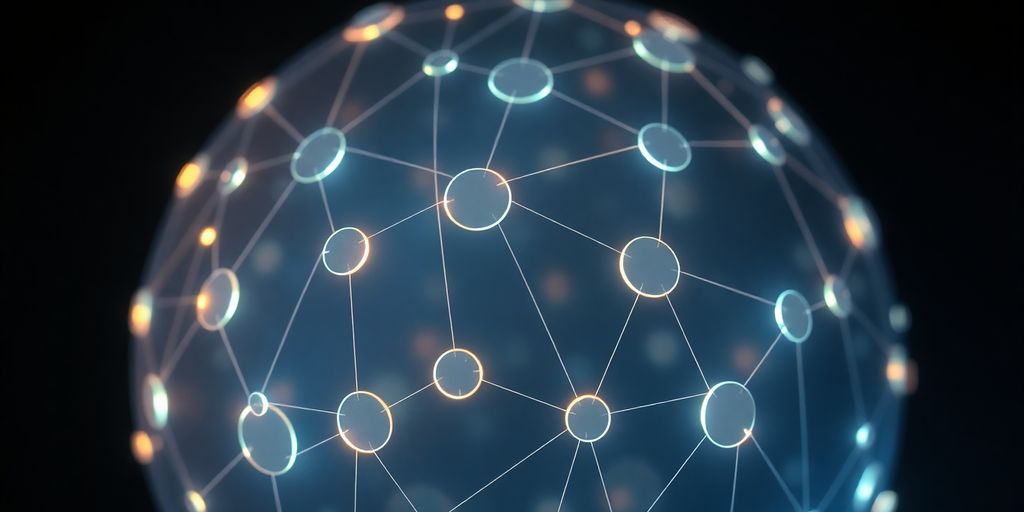 Glowing digital coin network sphere