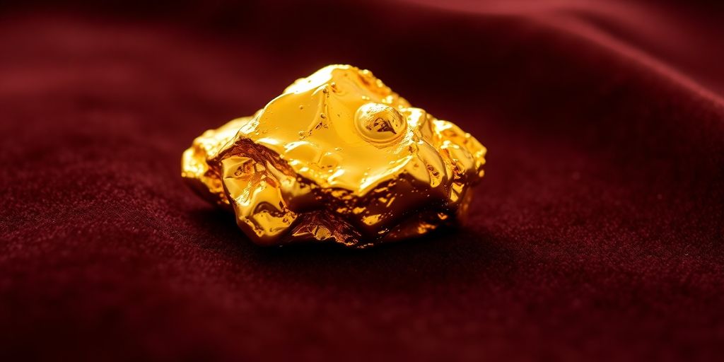 Un lingot d'or brillant sur un fond de velours.