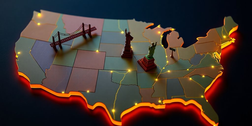 USA map with landmarks