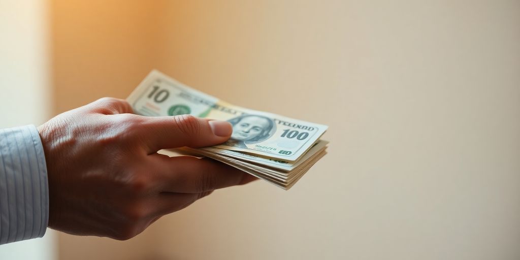 Mains passant de l'argent à travers les générations.