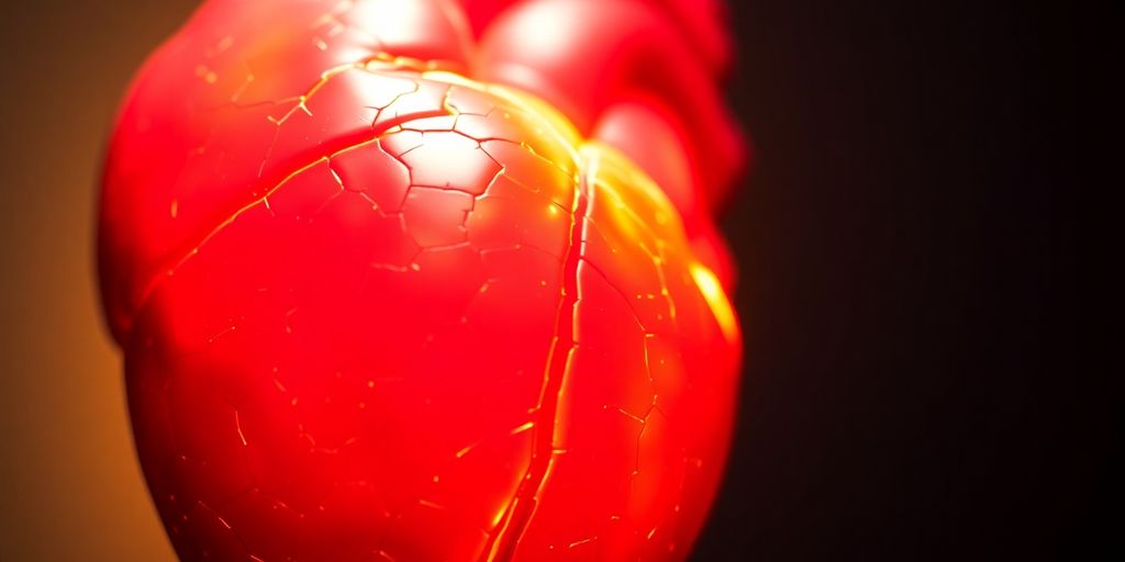 Ruby red heart with glowing aura