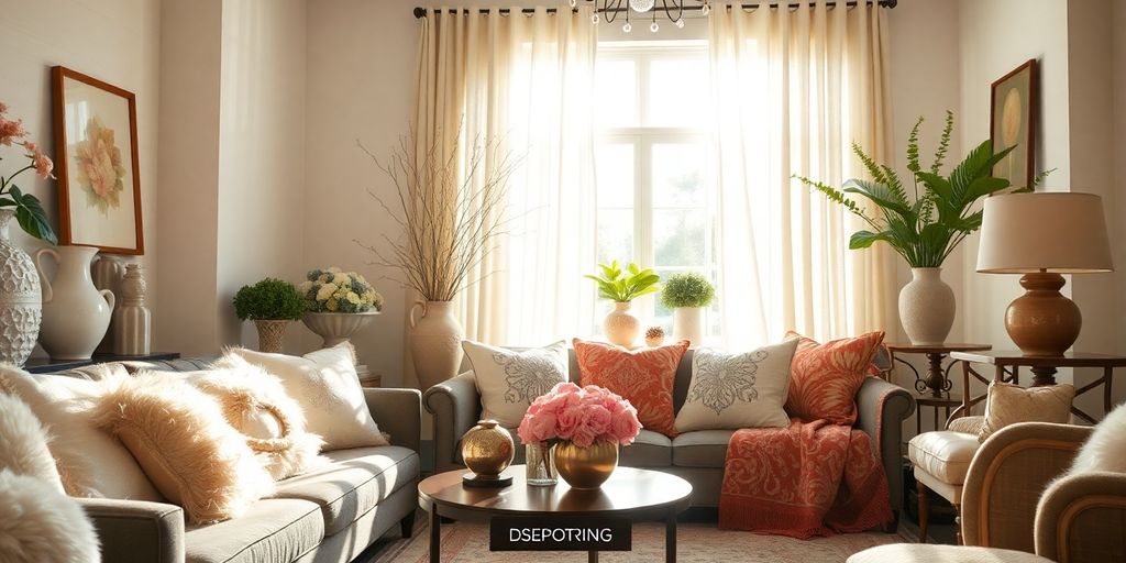 Cozy living room with stylish decor on sale.