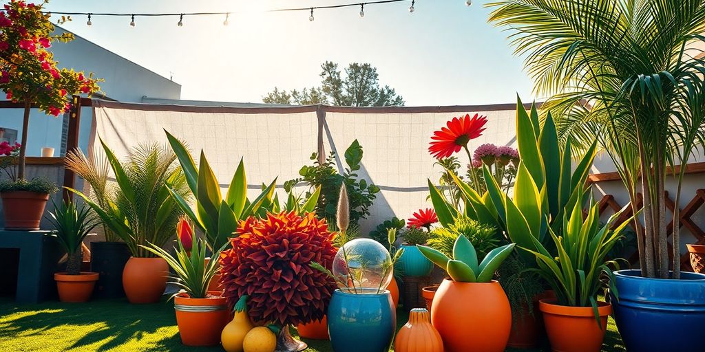 Bright, clear outdoor scene with layered, colorful visuals.
