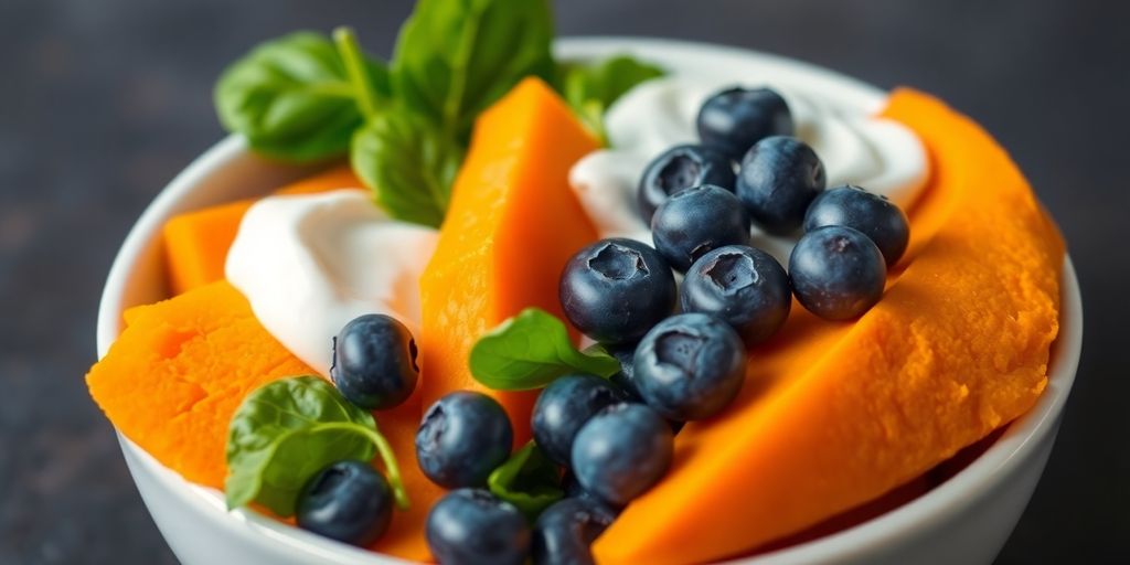 Colorful plate of gut-friendly foods