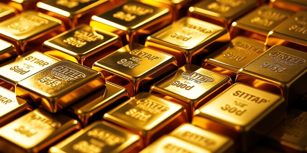 Lingots d'or empilés, mettant en valeur leur éclat.