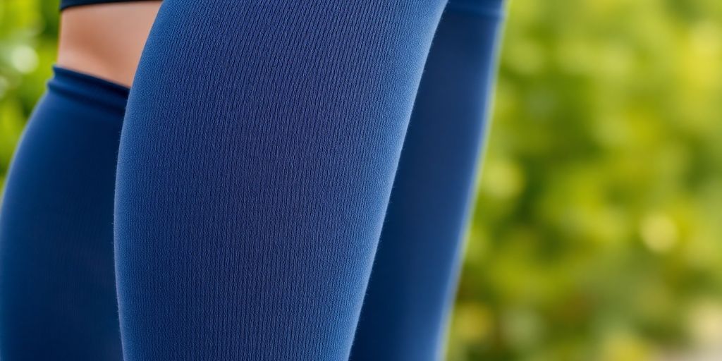 Meias de compressão em um pé humano.