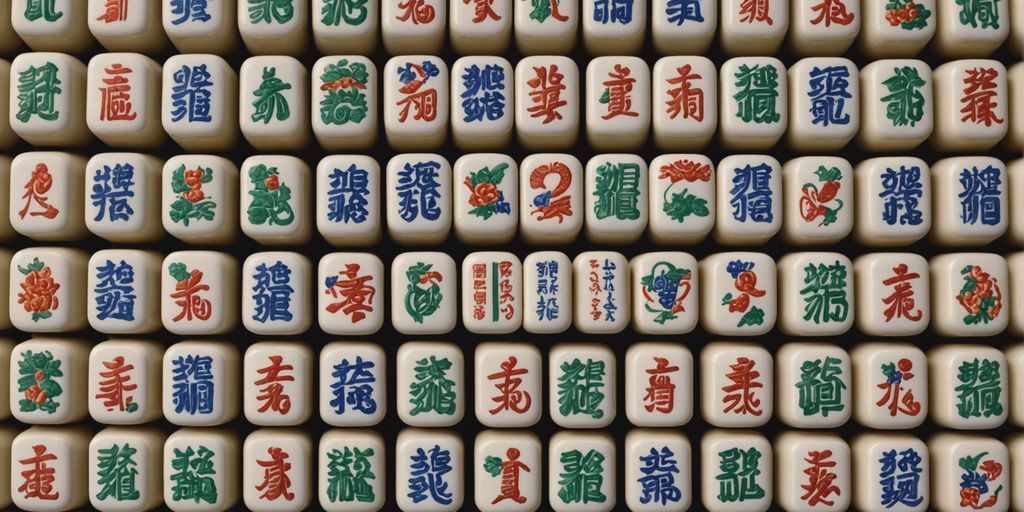 Close-up of colorful Mahjong tiles.