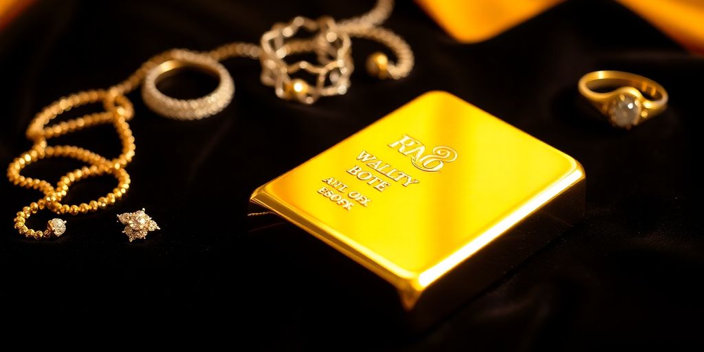 Lingot d'or sur un tissu en velours.