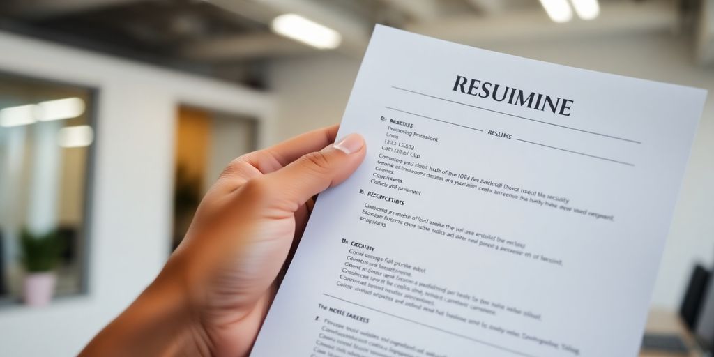 Person holding a resume, smiling.