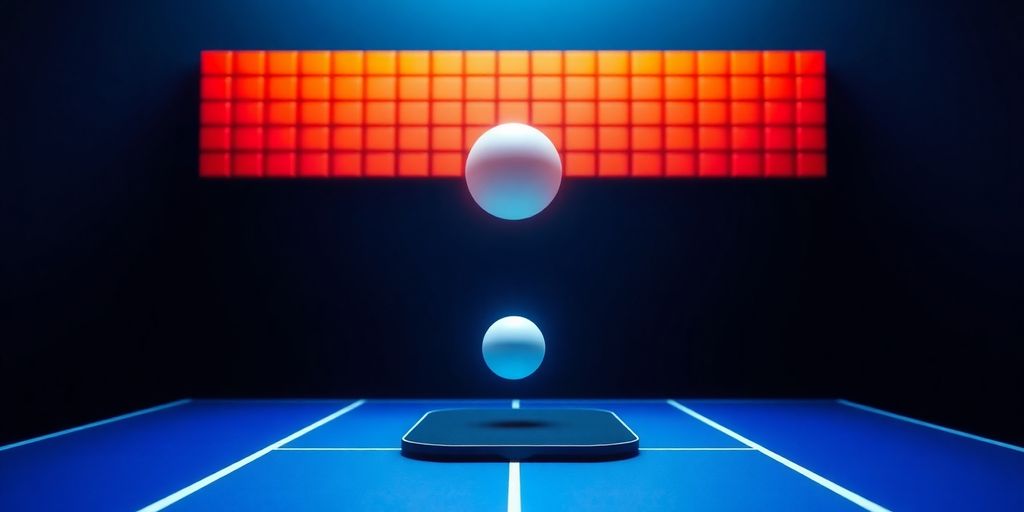 Bunte Ziegel, schwebender Ball, Paddel, digitales Spielfeld