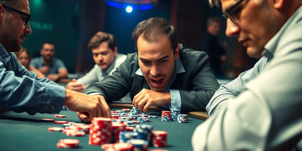 Engaged players at a poker table during a gaming session.