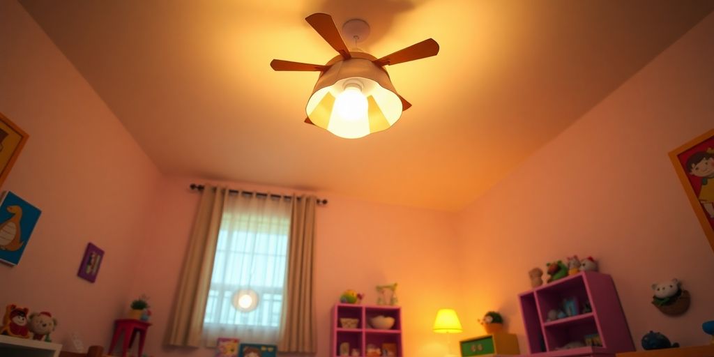 Children's bedroom with a glowing star-shaped ceiling light.