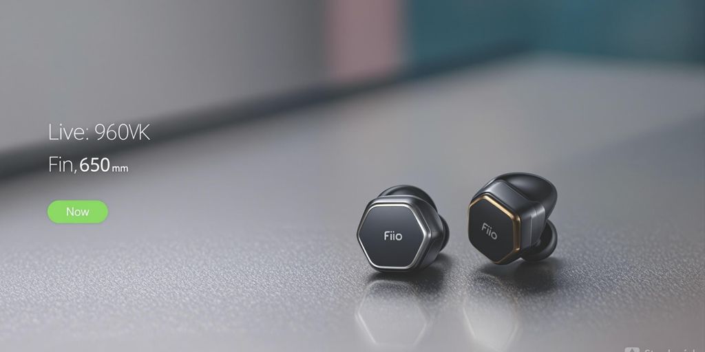 Fiio FW5 Ohrhörer auf glatter Oberfläche.
