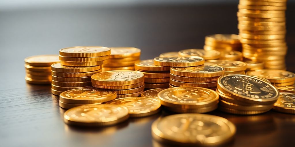 Pièces d'or empilées