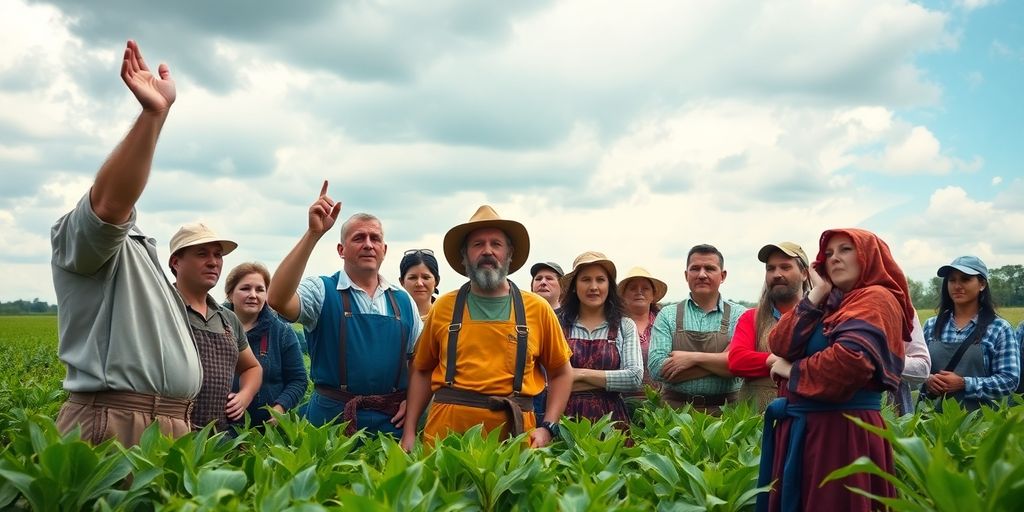 European farmers gathered in a field, showing their anger.