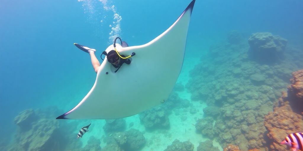 Divers exploring vibrant coral reefs teeming with marine life.