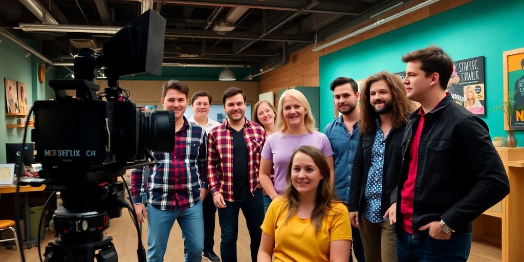The Startup Netflix cast during a behind-the-scenes moment.