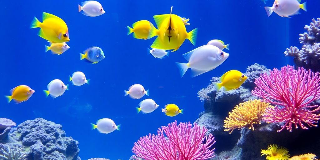 Colorful saltwater fish in a peaceful aquarium setting.