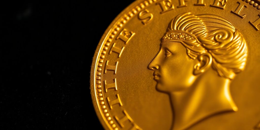 Une pièce de monnaie Napoléon en or.