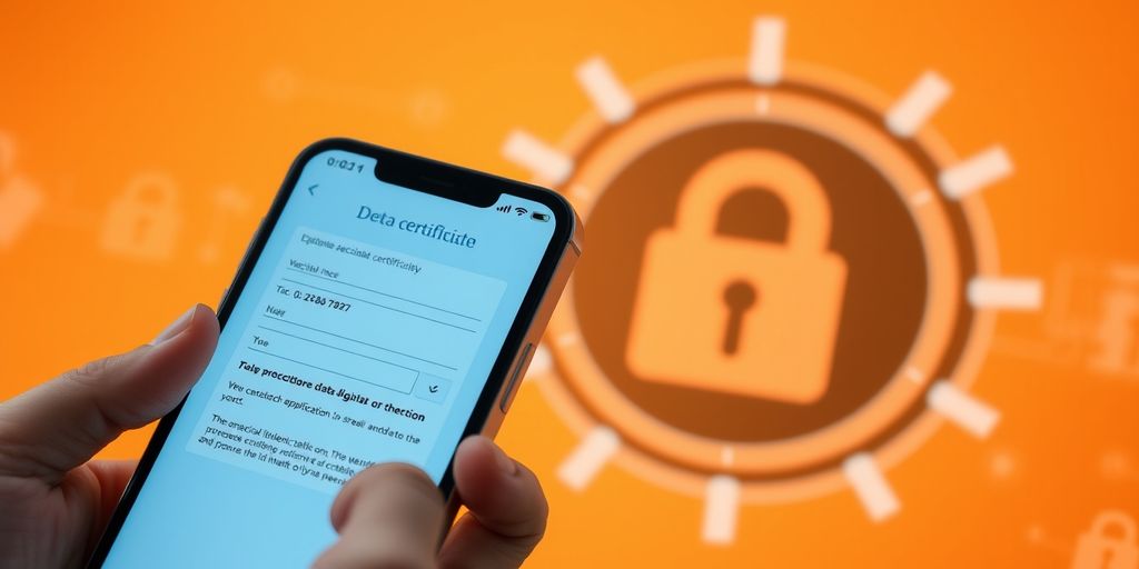 Smartphone showing digital vaccination certificate with lock icon.