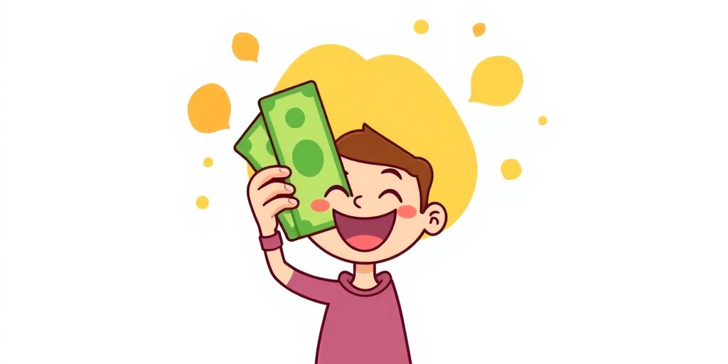 Cartoon hands holding a stack of cash.