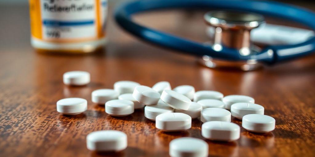Lyrica pills on wooden surface with prescription items.