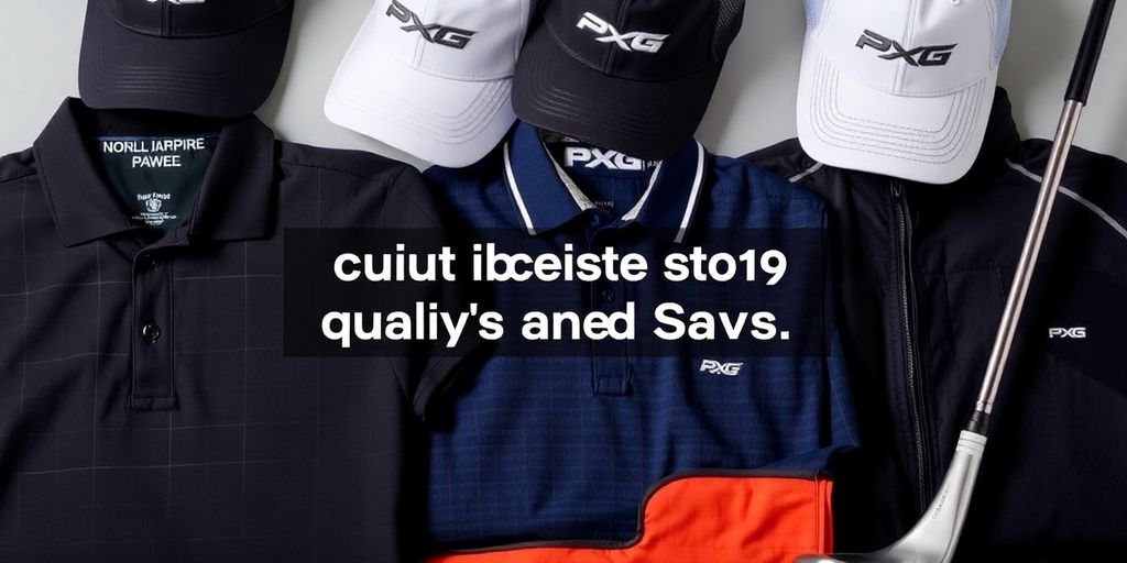 PXG golf apparel with club in frame.