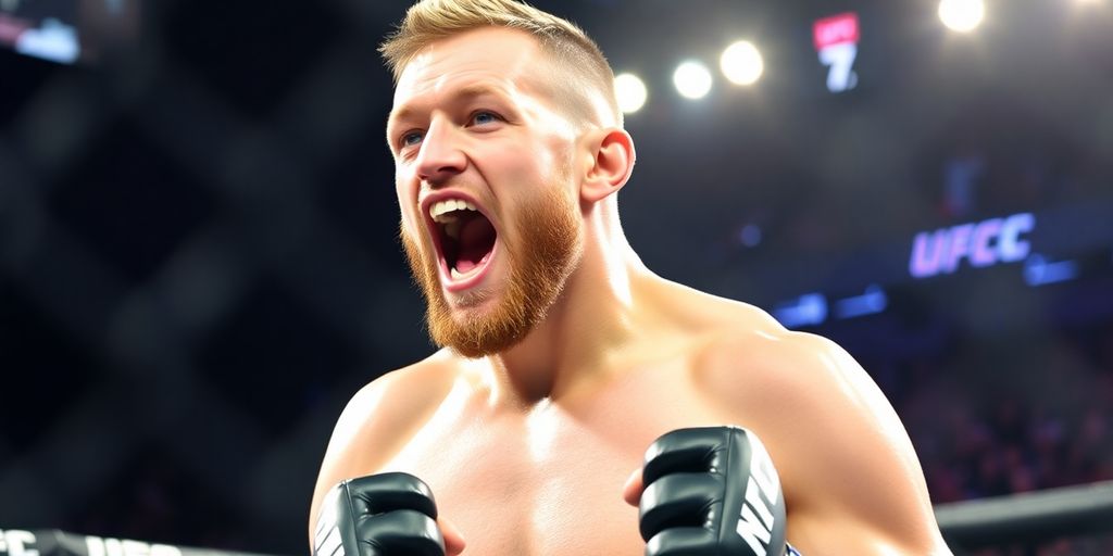 Justin Gaethje fighting in the octagon during a match.