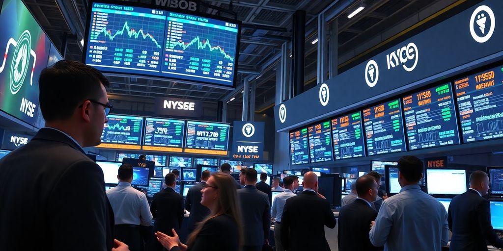 Traders on a busy floor focused on digital asset trading.