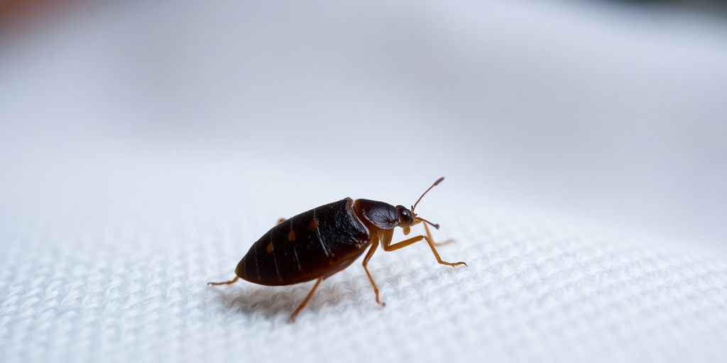Close-up of a bed bug on fabric.
