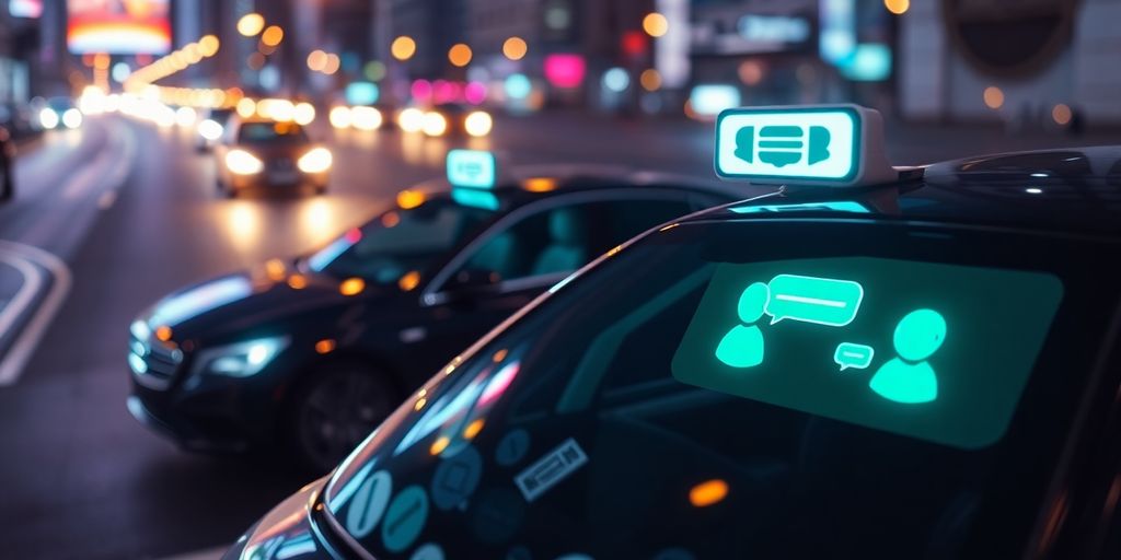 Futuristički taksi i limo vozila sa chatbot interfejsom.