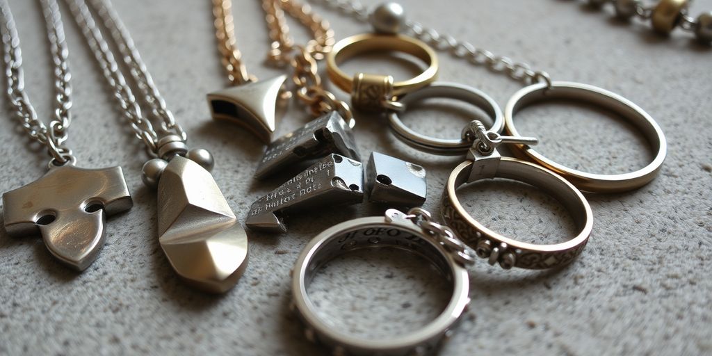 Bijoux cassés sur une surface texturée.