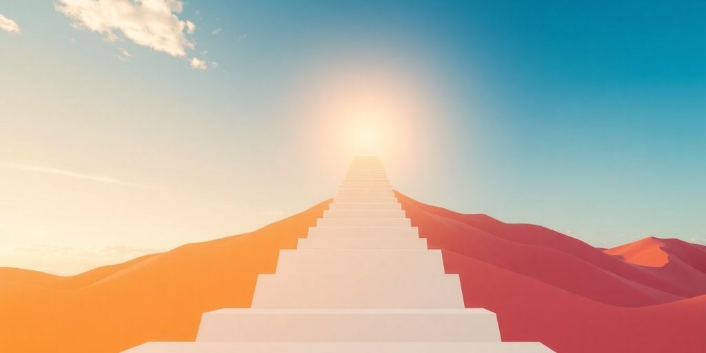Flowing path leading towards a bright target.