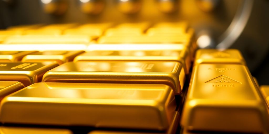Des lingots d'or brillants dans un coffre-fort.