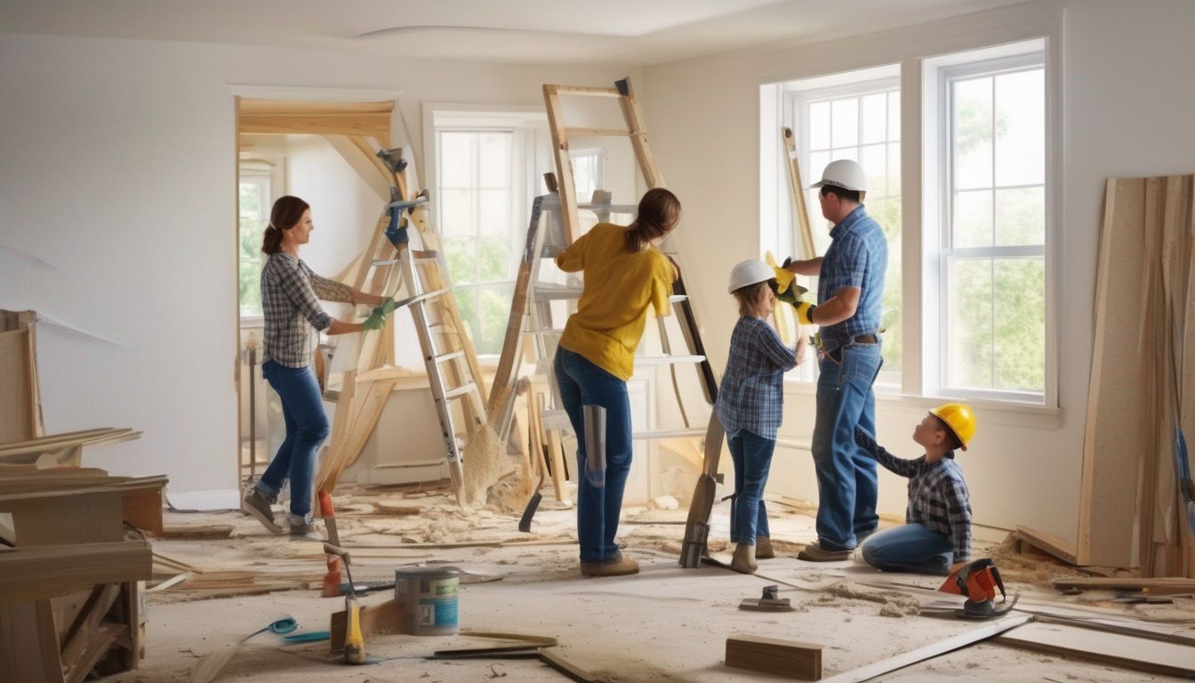 family renovating home together