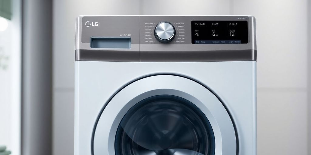 Moderne LG AI DD Waschmaschine in stilvollem Design.